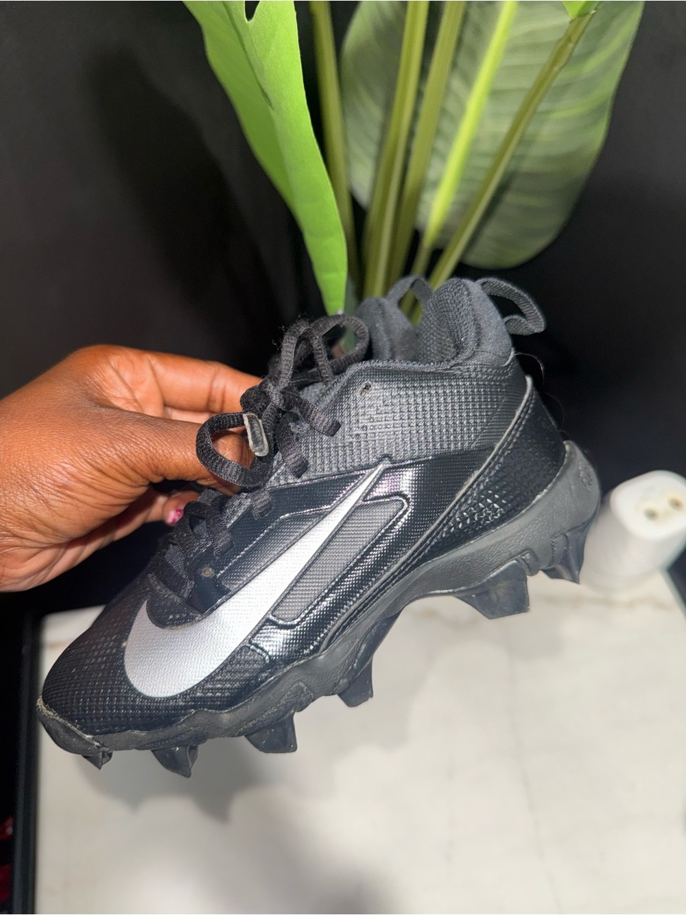 Nike Alpha Huarache Youth Football Cleats Black/White 12c